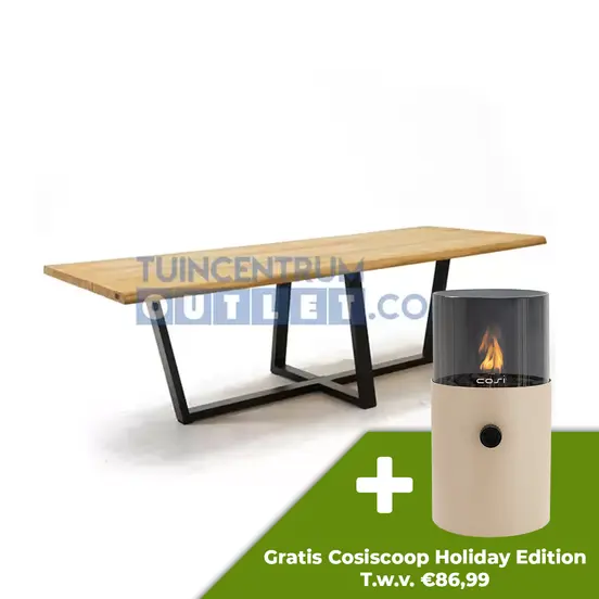 Tuintafel Universo 260 x 100 CM Teak Zwart RVS Aluminium Tafel Buiten Tuin Vita - afbeelding 1