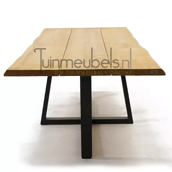 Tuintafel Universo 260 100 Teak Zwart RVS Aluminium Buiten Tuin - Tuinmeubels.nl