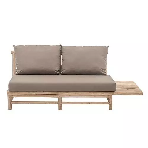 Twiggy sofa-left 176, SVLK root teak Natural, standard cushion Taupe, Applebee, www.tuinmeubels.nl