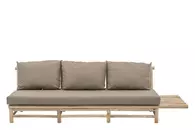 Twiggy sofa-left 244, SVLK root teak Natural, standard cushion Taupe