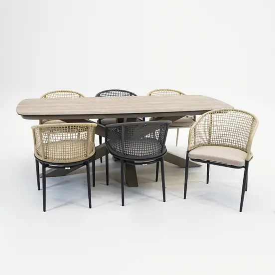 Valerio boat tafel 220cm taupe set, SenS-Line, tuinmeubels.nl