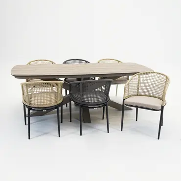 Valerio boat tafel 220cm taupe set, SenS-Line, tuinmeubels.nl