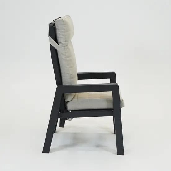 VALERIO verstelbare stoel antraciet zijkant, Sens-line, Tuinmeubels.nl