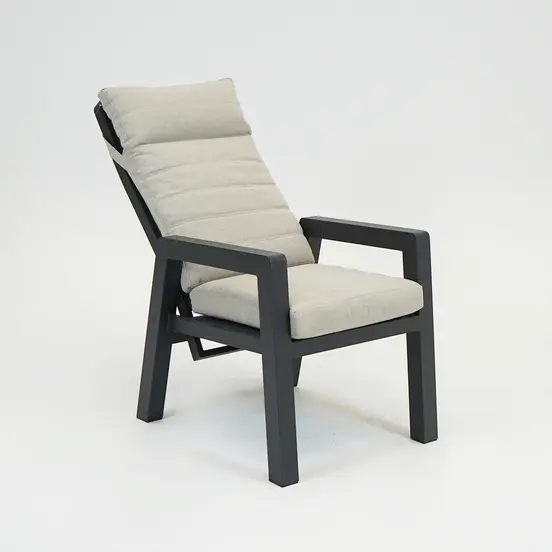 Valerio verstelbare stoel antraciet met hocker verstelbaar, Sens-line, Tuinmeubels.nl