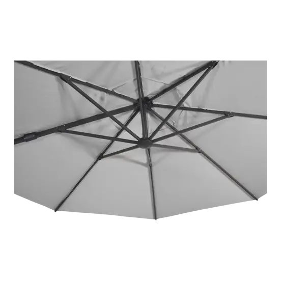 Virgoflex 3,5m grijs met verrijdbare 90kg voet parasol detail doek, Lesli Living, tuinmeubels