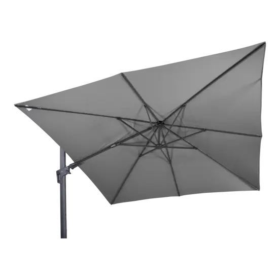 Virgoflex 3x3m grijs met verrijdbare 90kg voet parasol gekanteld, Lesli Living, tuinmeubels