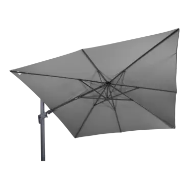 Virgoflex 3x3m grijs met verrijdbare 90kg voet parasol gekanteld, Lesli Living, tuinmeubels