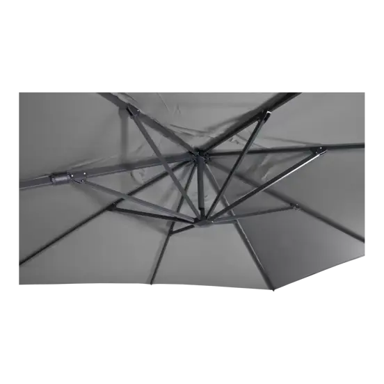 Virgoflex 3x3m grijs met verrijdbare 90kg voet parasol detail doek, Lesli Living, tuinmeubels