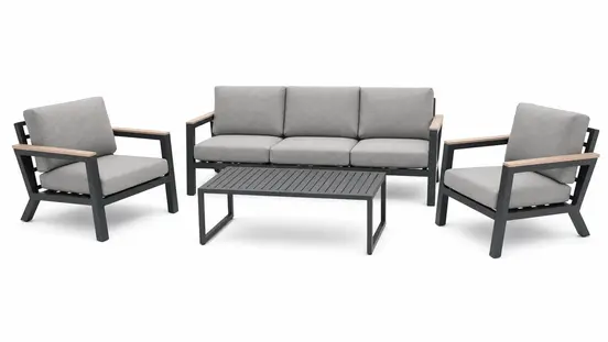 Vita Emerson loungeset antraciet 4-delig, Vita tuinmeubelen, tuinmeubels.nl