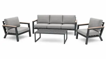 Vita Emerson loungeset antraciet 4-delig, Vita tuinmeubelen, tuinmeubels.nl