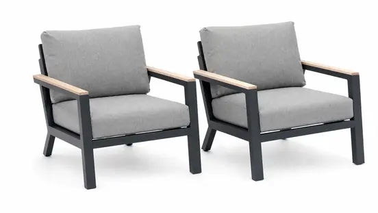 Vita Emerson loungeset antraciet 4-delig stoelen, Vita tuinmeubelen, tuinmeubels.nl