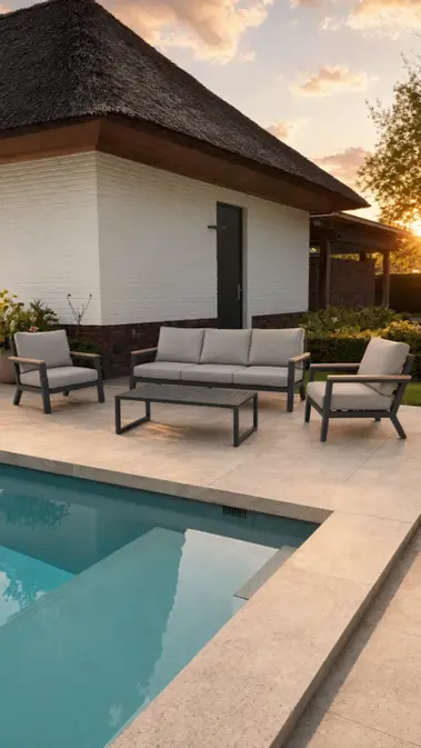 Vita Emerson loungeset antraciet 4-delig sfeer, Vita tuinmeubelen, tuinmeubels.nl