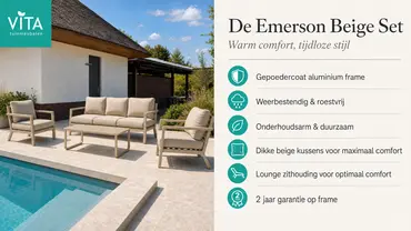 Vita Emerson loungeset beige 4-delig detail set, Vita, tuinmeubels