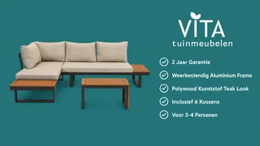VITA - Loungeset Olympia Taupe - 4 zits bank - loungebank - 4 opstellingen mogelijk incl salontafel - afbeelding 7
