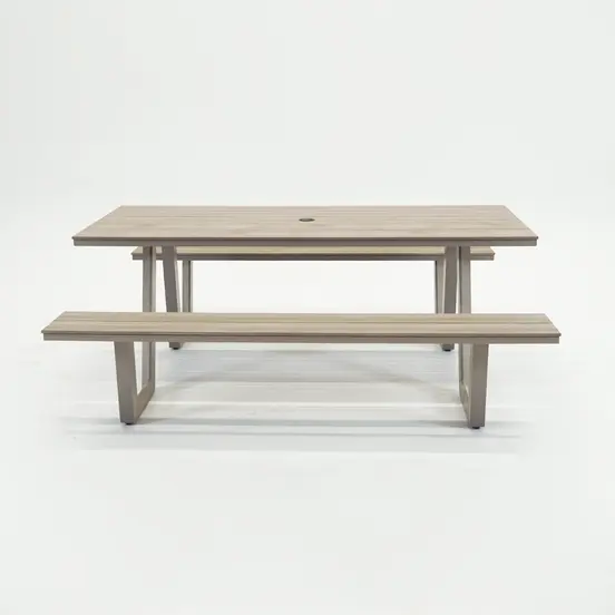 Vita Massa rechthoekige picknicktafel taupe zij, Vita tuinmeubelen, tuinmeubels.nl