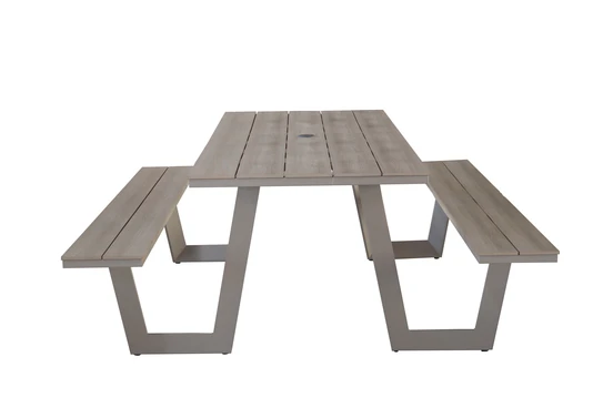 Vita Massa rechthoekige picknicktafel taupe zij, Vita tuinmeubelen, tuinmeubels.nl