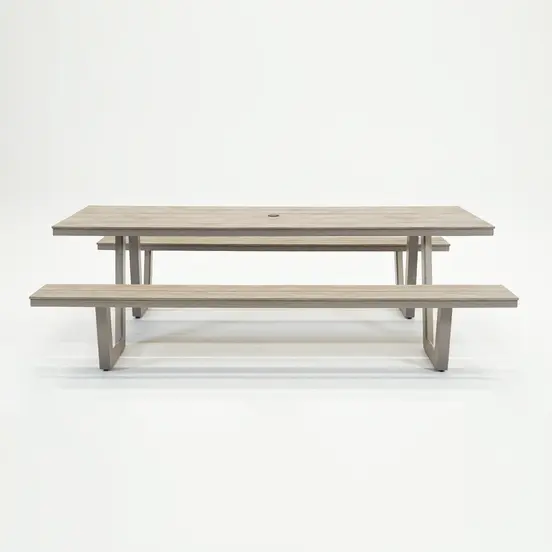 Vita Massa rechthoekige picknicktafel taupe XL zijkant, Vita tuinmeubelen, tuinmeubels.nl