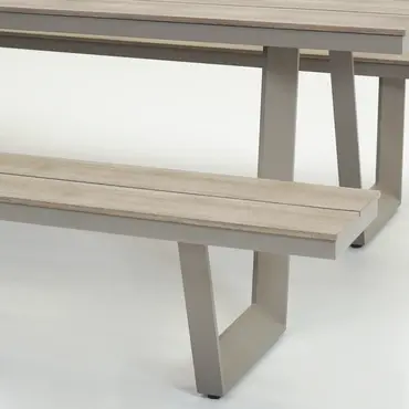 Vita Massa rechthoekige picknicktafel taupe XL parasol, Vita tuinmeubelen, tuinmeubels.nl
