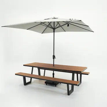 Vita Massa rechthoekige picknicktafel XL met parasol, Vita tuinmeubelen, tuinmeubels.nl