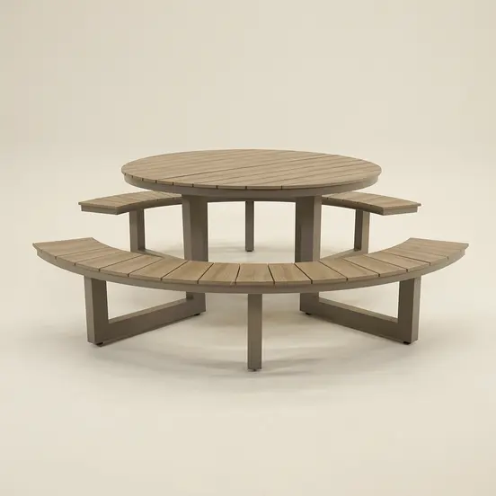 Vita Massa ronde picknicktafel taupe - afbeelding 2