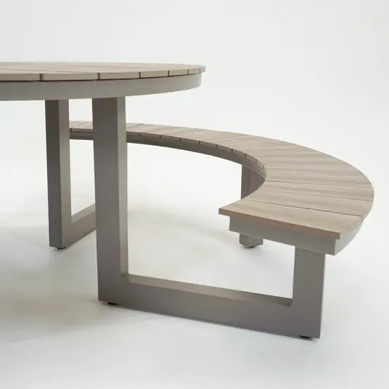 Vita Massa ronde picknicktafel taupe bank, Vita tuinmeubelen, tuinmeubels.nl