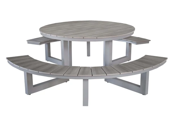 Vita Massa ronde picknicktafel taupe, Vita tuinmeubelen, tuinmeubels.nl