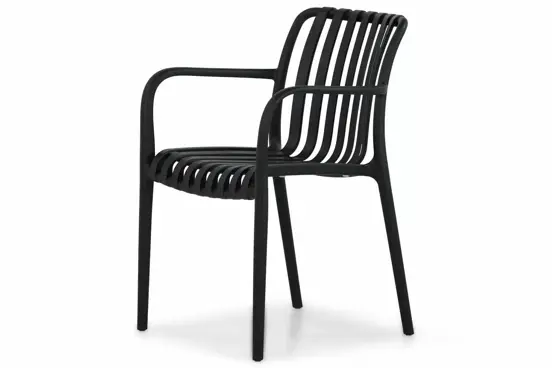 Vita Porto stapelstoel zwart incl. zitkussen zijkant, Vita, Tuinmeubels