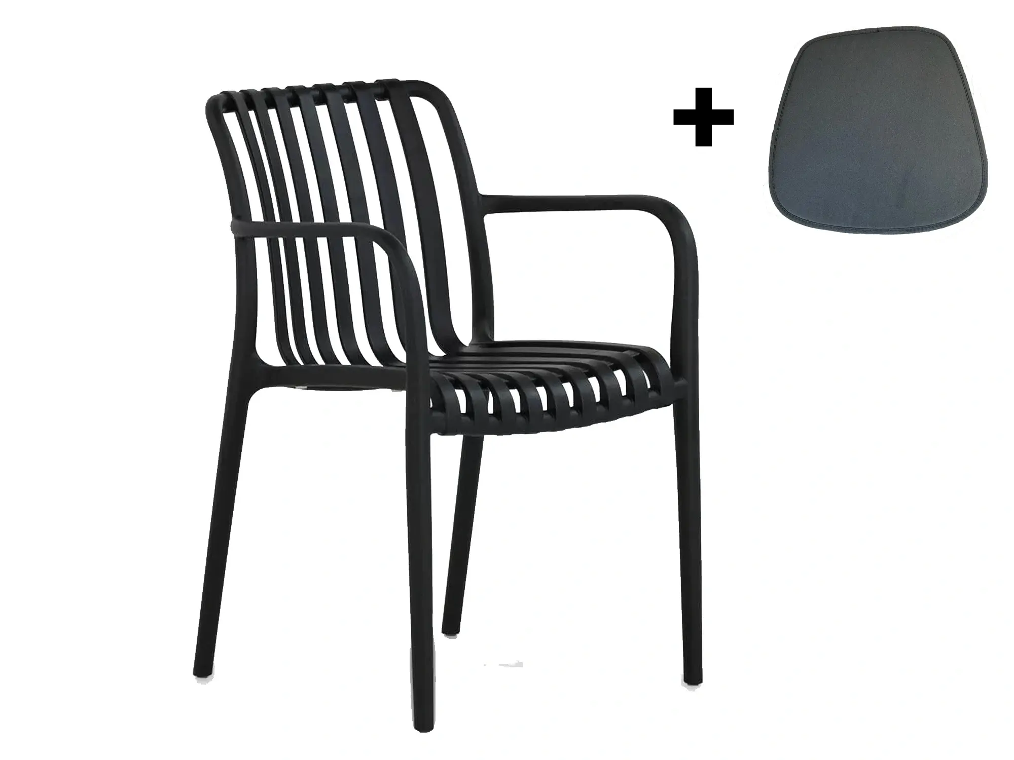 Vita Porto stapelstoel zwart incl. zitkussen