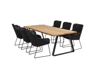 Wing tuinset met teak Basso tafel met alu poten www.tuinmeubels.nl