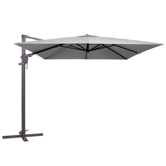 Zweefparasol Monaco flex II lichtgrijs ingezoomd, Madison, tuinmeubels