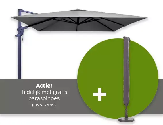 Zweefparasol Monaco flex II 300x300 cm Polyester lichtgrijs