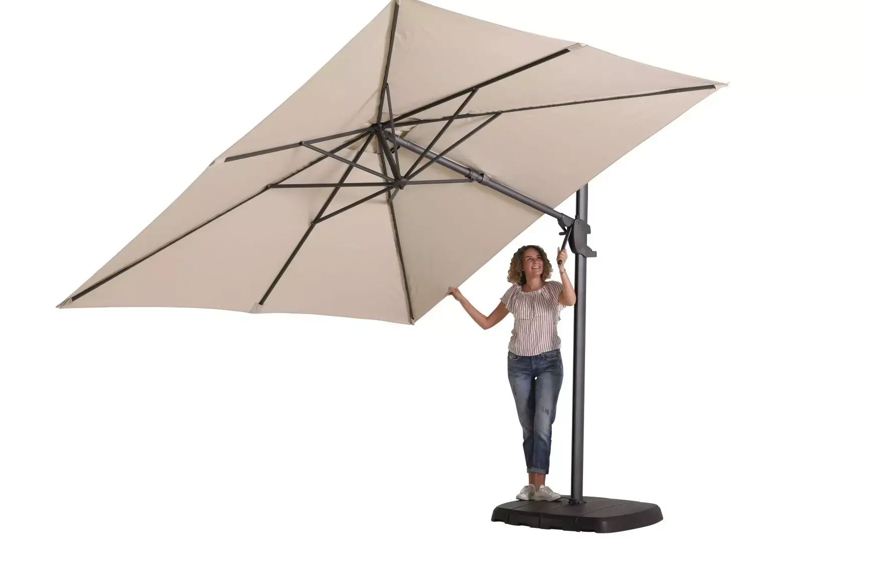 Zweefparasol Monaco flex II cm Polyester sage groen - Tuinmeubels.nl