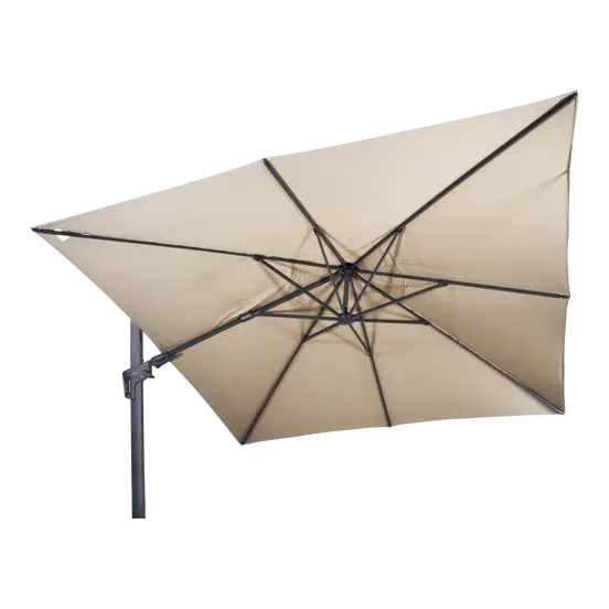 Zweefparasol VirgoFlex ecru 3x3mtr detail doek, Lesli Living, tuinmeubels.nl