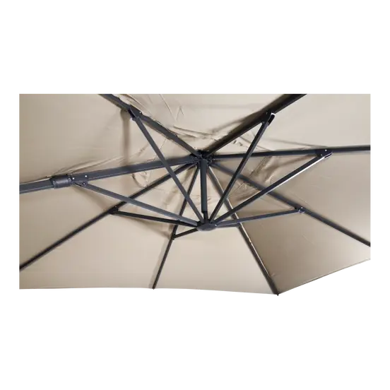 Zweefparasol VirgoFlex ecru 3x3mtr detail parasoldoek, Lesli Living, tuinmeubels.nl